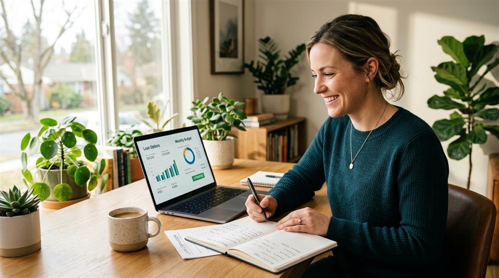 Borrower comparing online personal loans and installment loan options on laptop